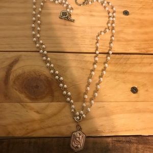 Pearl and chain necklace with detachable S charm